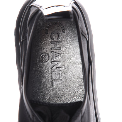 Chanel Lambskin Patent Cap Toe Lace Up Sneakers 38.5 Black 7 of 8