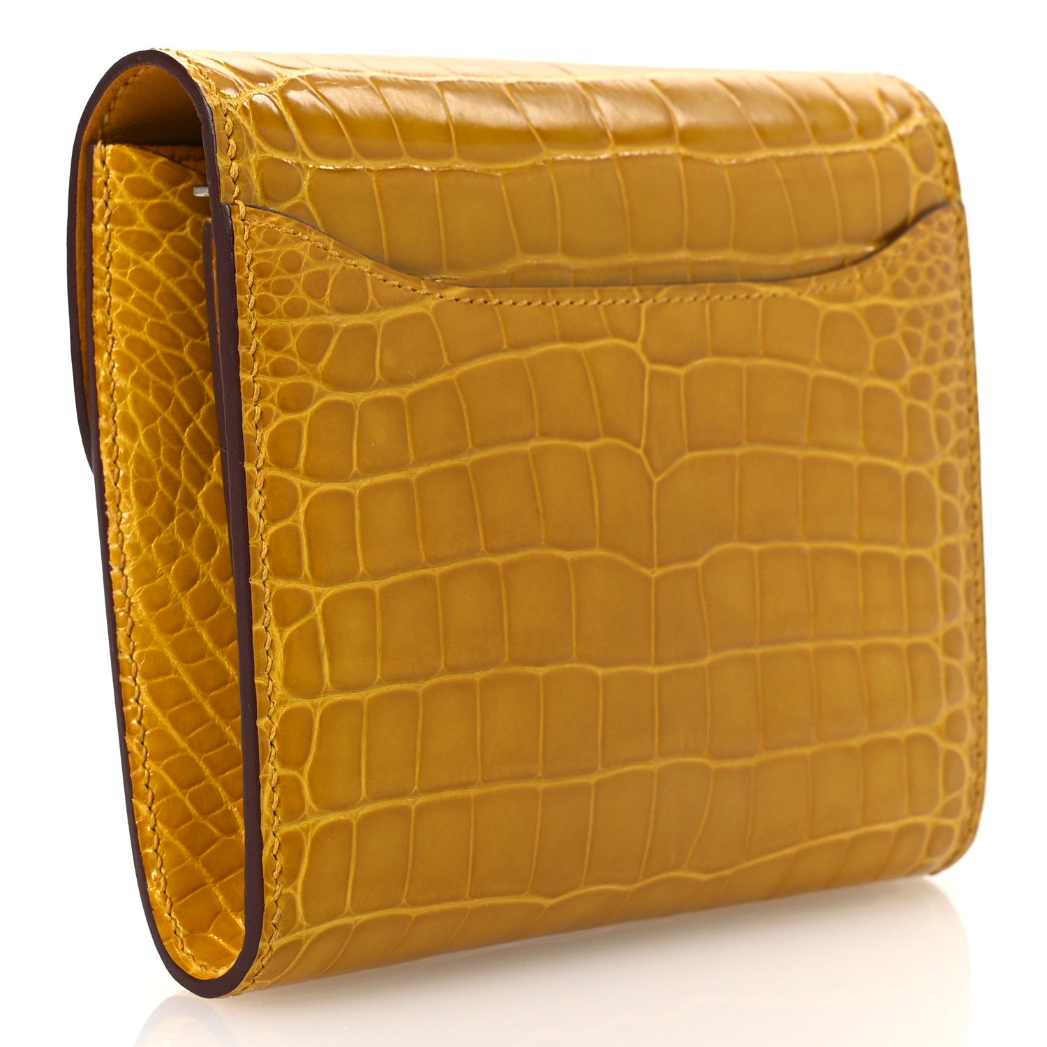 Hermes Shiny Alligator Constance Short Wallet Jaune Ambre 3 of 9