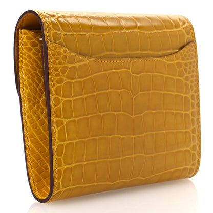 Hermes Shiny Alligator Constance Short Wallet Jaune Ambre 3 of 9