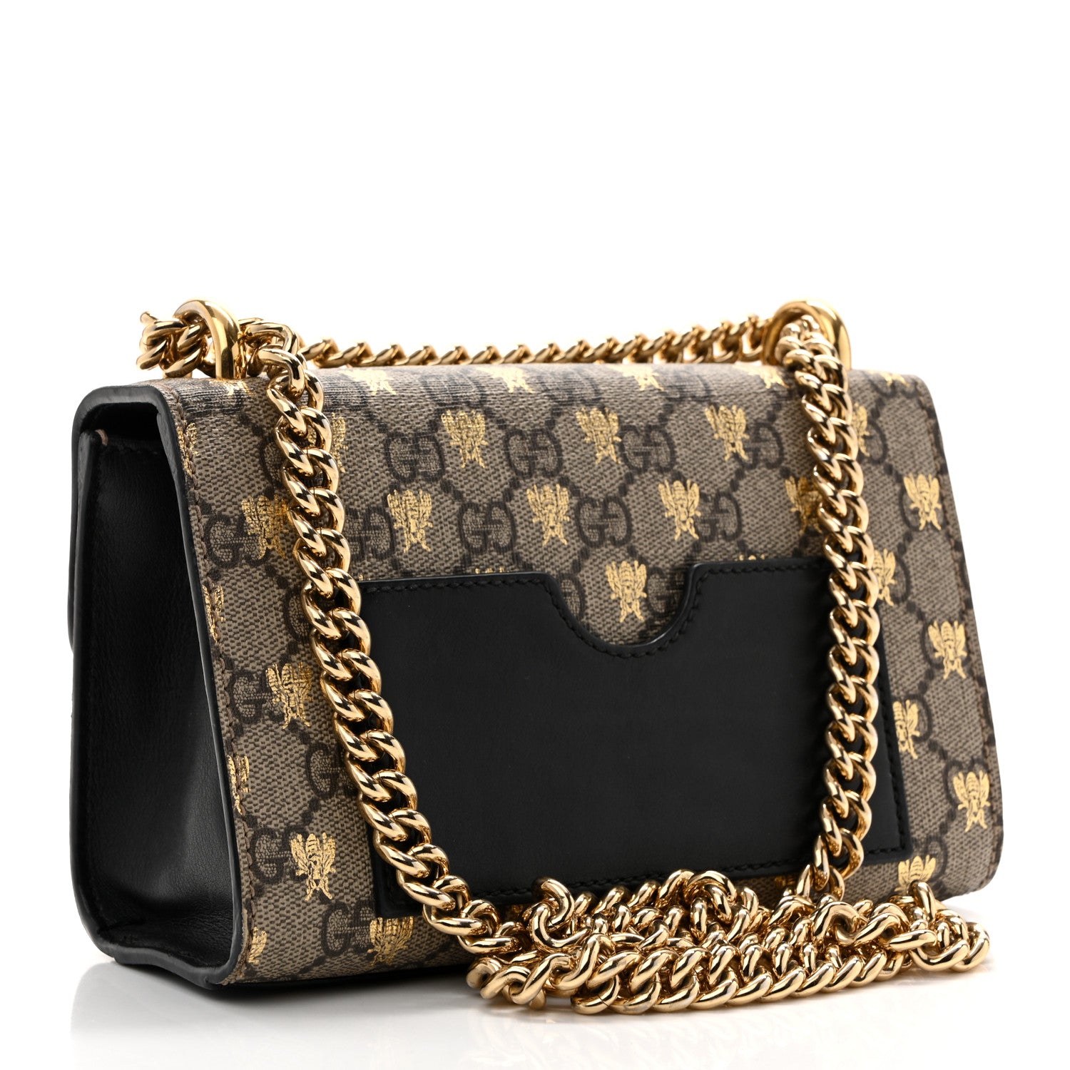 Gucci GG Supreme Monogram Bees Small Padlock Shoulder Bag Black 3 of 14