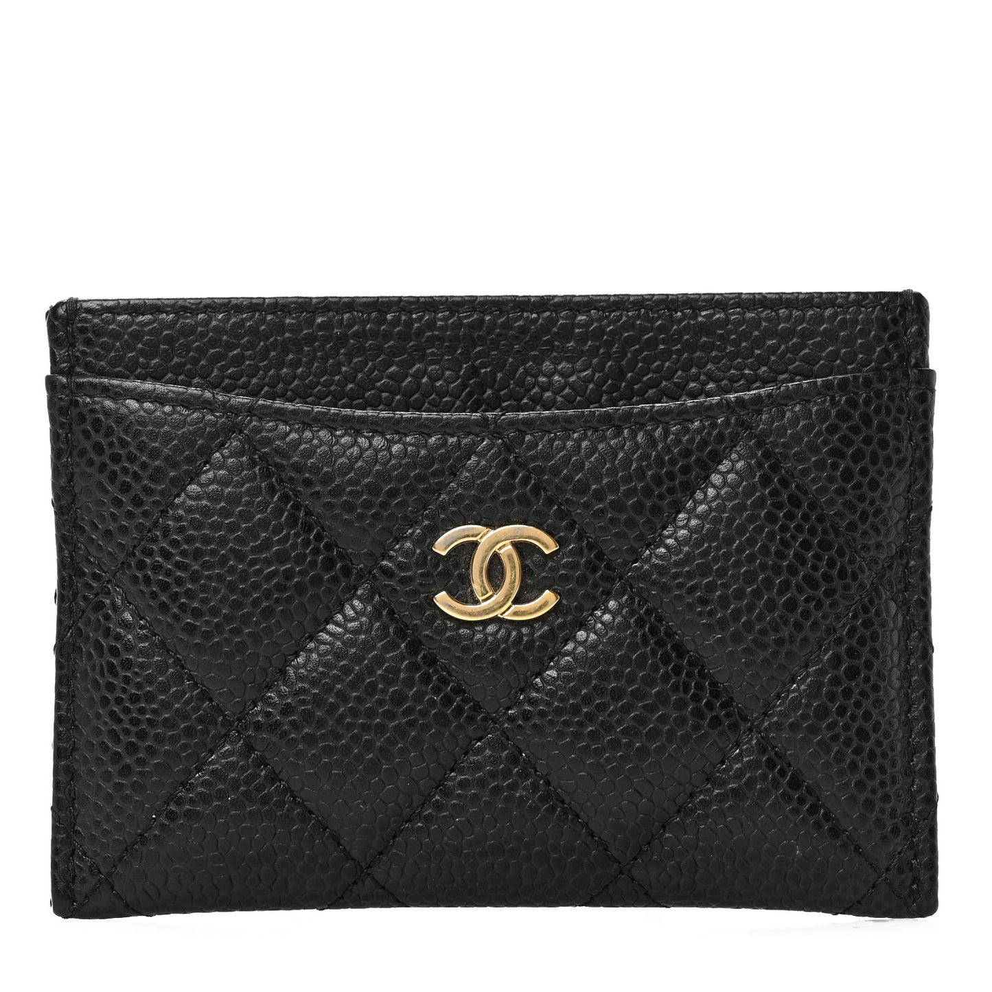Caviar Quilted Card Holder Black