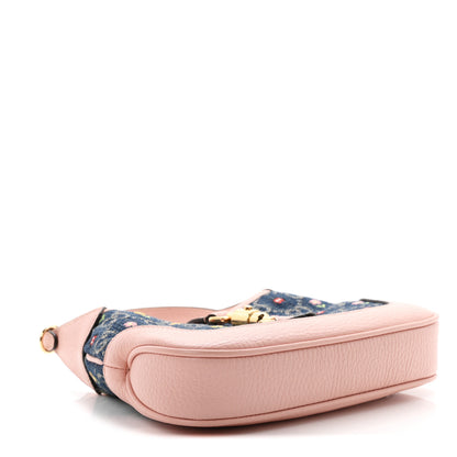Gucci New Denim GG Monogram Calfskin Love Parade Mini Jackie 1961 Hobo Light Pink 4 of 10