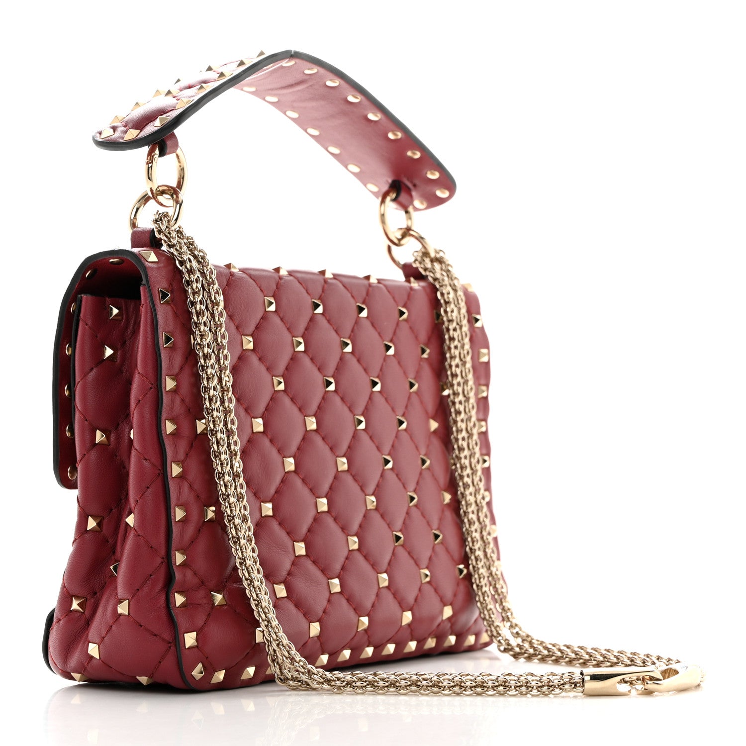 Valentino Garavani Nappa Medium Rockstud Spike Shoulder Bag Rubino 2 of 9