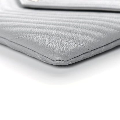 Chanel Caviar Chevron Quilted Small Statement Pouch Grey 9 of 10
