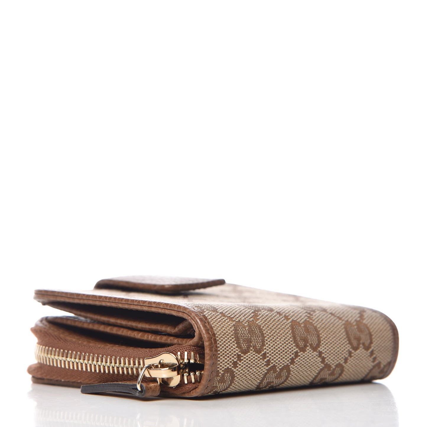 Monogram Dollar Calfskin Zip Around French Wallet Beige Ebony Tabacco