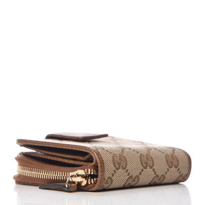 Gucci Monogram Dollar Calfskin Zip Around French Wallet Beige Ebony Tabacco 4 of 11