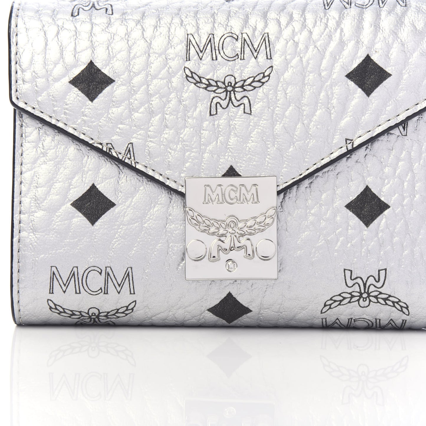 Metallic Visetos Compact Wallet Silver