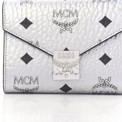 MCM Metallic Visetos Compact Wallet Silver 9 of 10