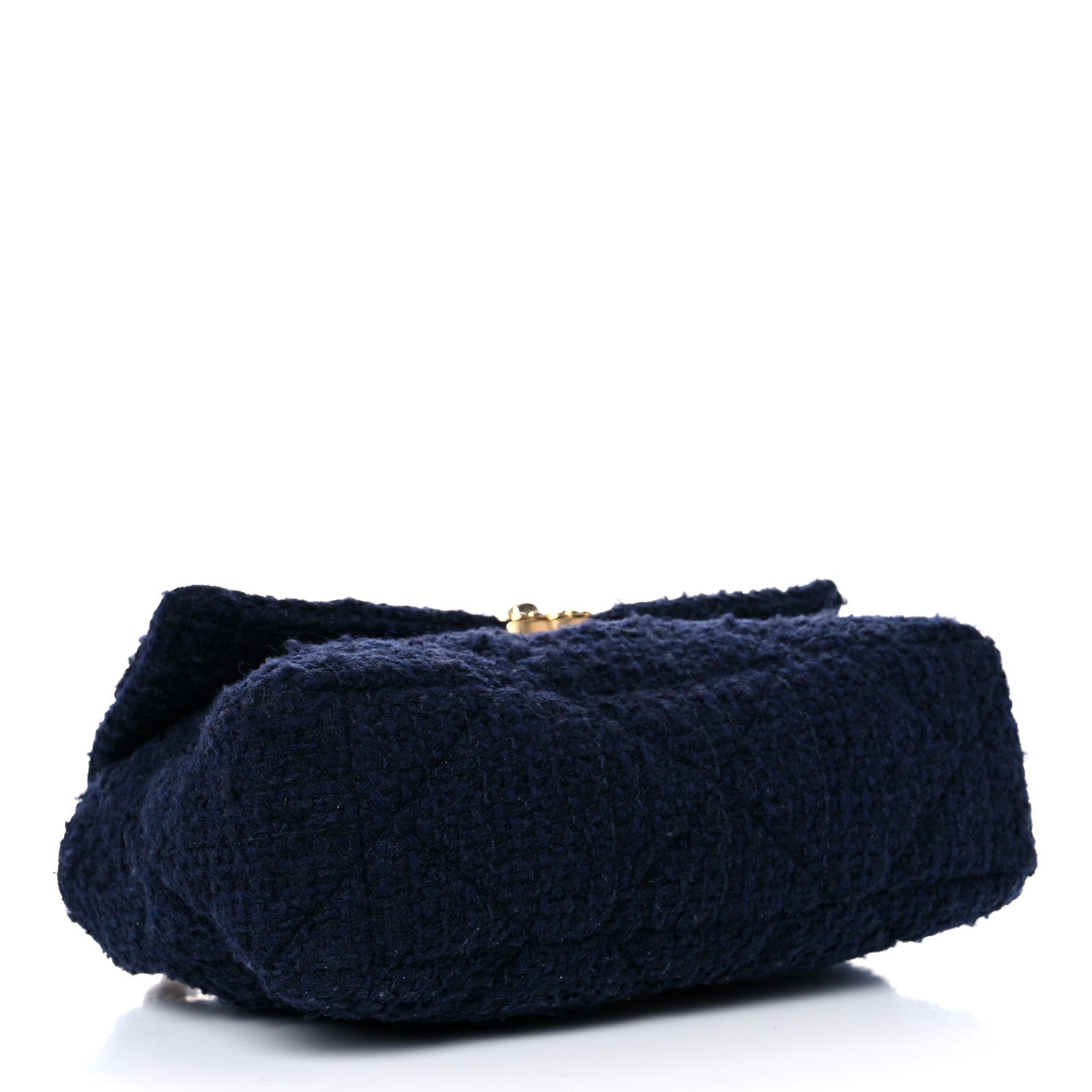Chanel Tweed Quilted Large Chanel 19 Flap Navy Blue 4 of 9