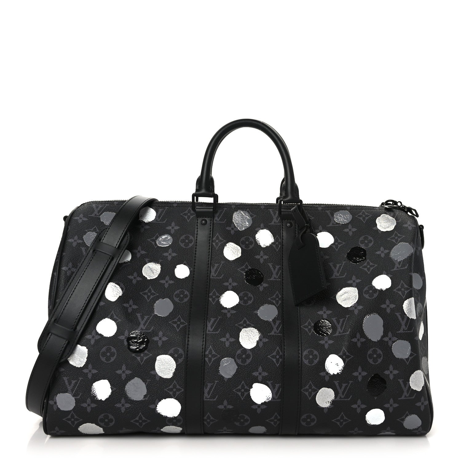 Louis Vuitton LV X YK Monogram Eclipse Keepall Bandouliere 45 Black Silver 1 of 10