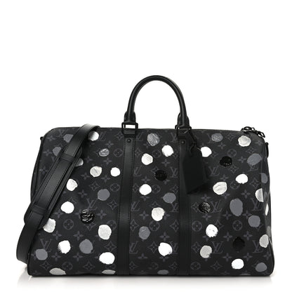 Louis Vuitton LV X YK Monogram Eclipse Keepall Bandouliere 45 Black Silver 1 of 10