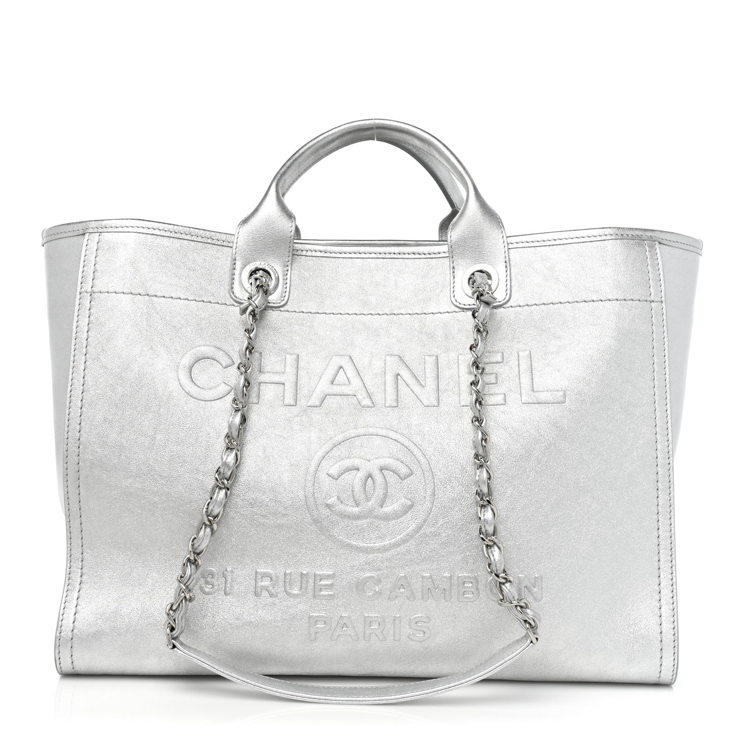 Chanel Metallic Calfskin Medium Deauville Tote Silver 1 of 10