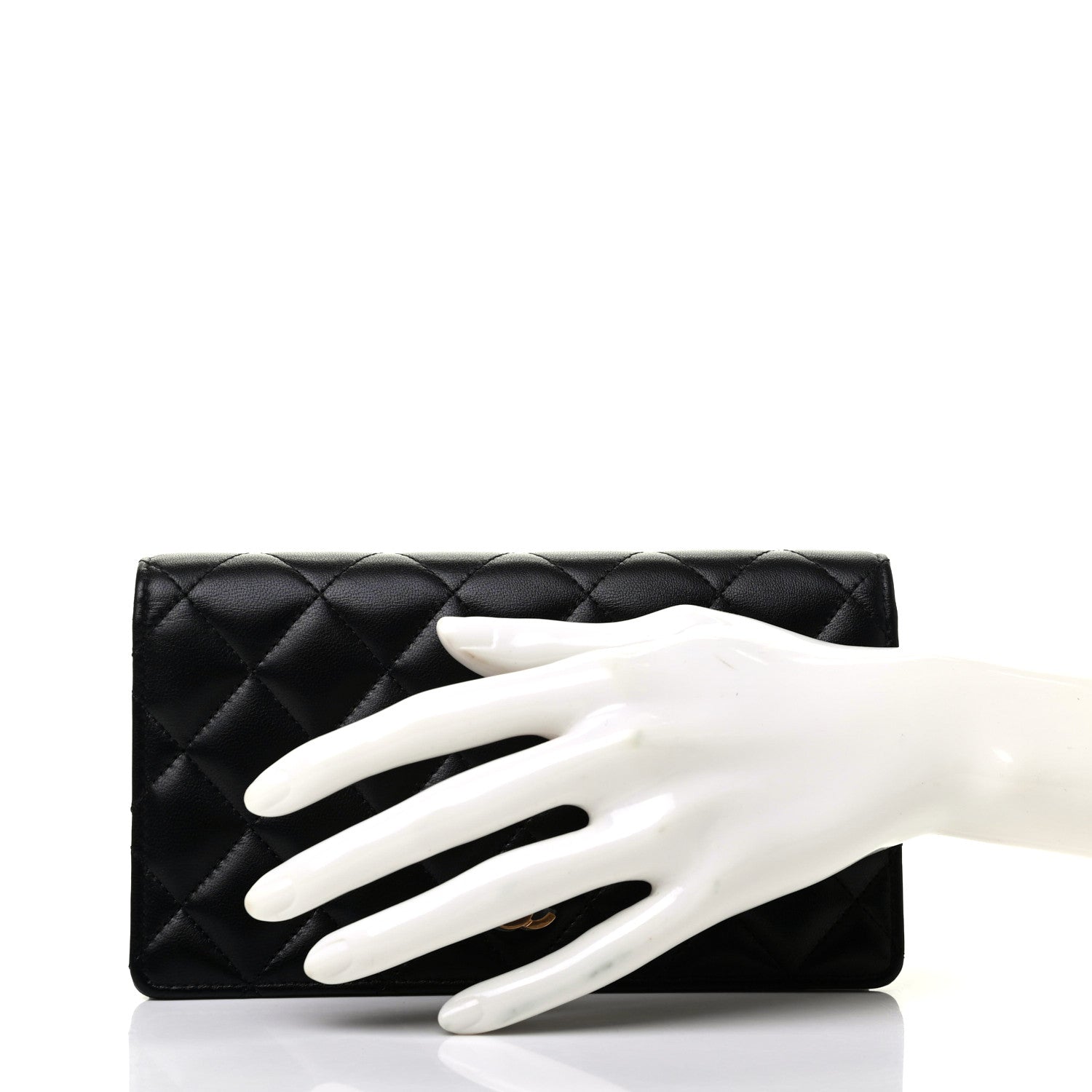Chanel Lambskin Quilted Yen Wallet Black 2 of 10