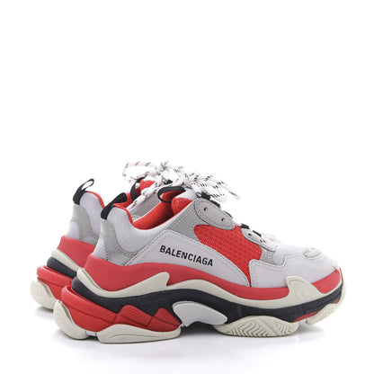 Balenciaga Fabric Mesh Womens Triple S Sneakers 36 Red Grey White 5 of 10