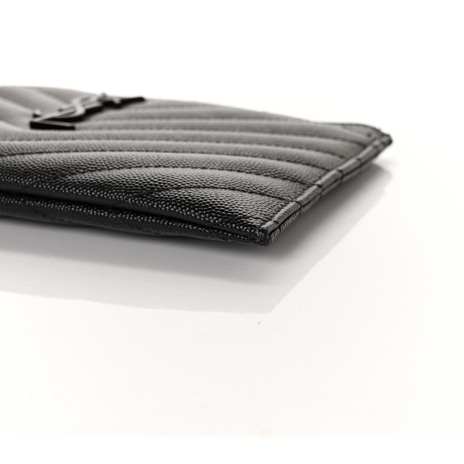 Saint Laurent Grain De Poudre Chevron Monogram Bill Pouch Black 8 of 9