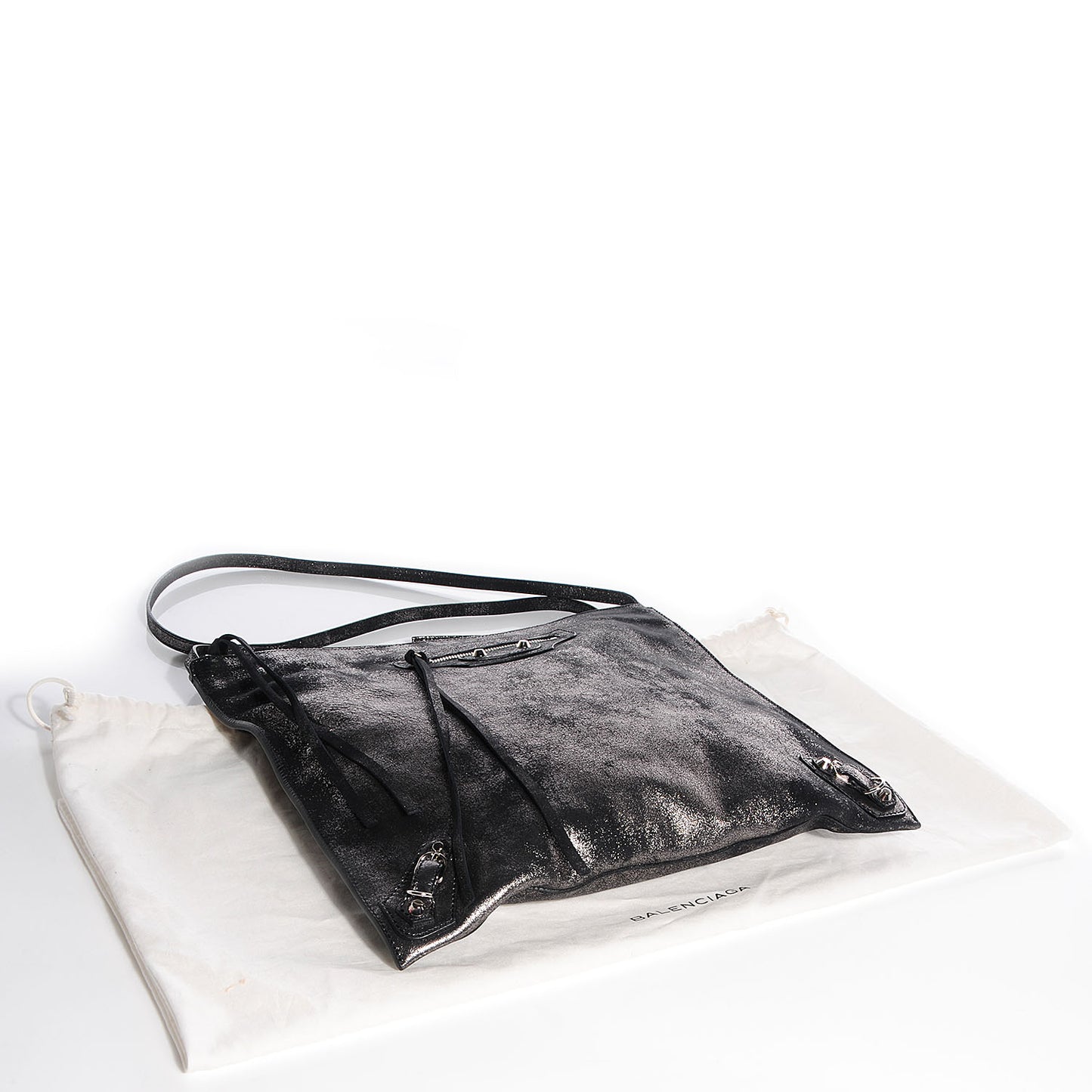Metallic Calfskin Milkyway Ligne Papier Messenger Black