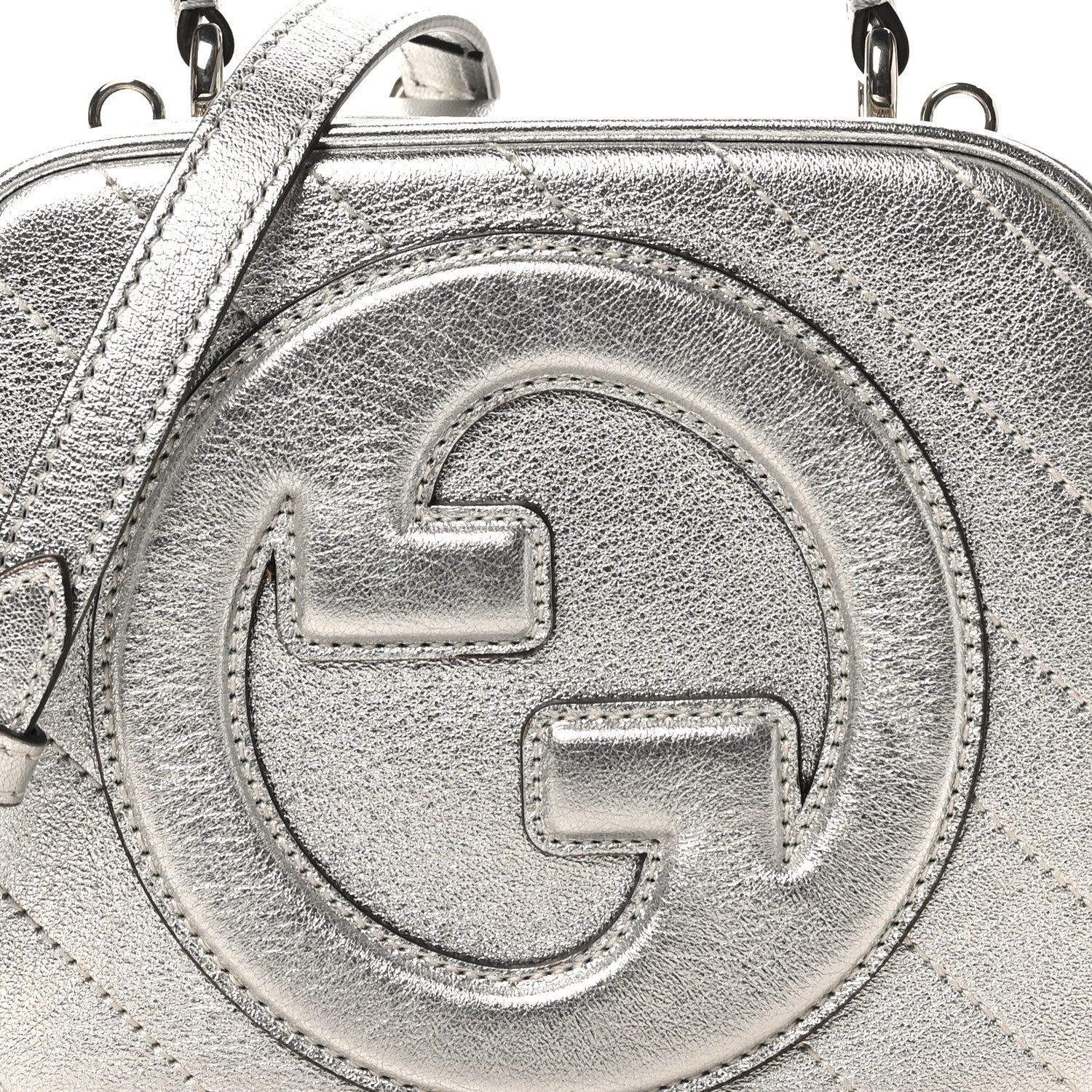 Gucci Metallic Sakai Be Green Calfskin Diagonal Stitched Blondie