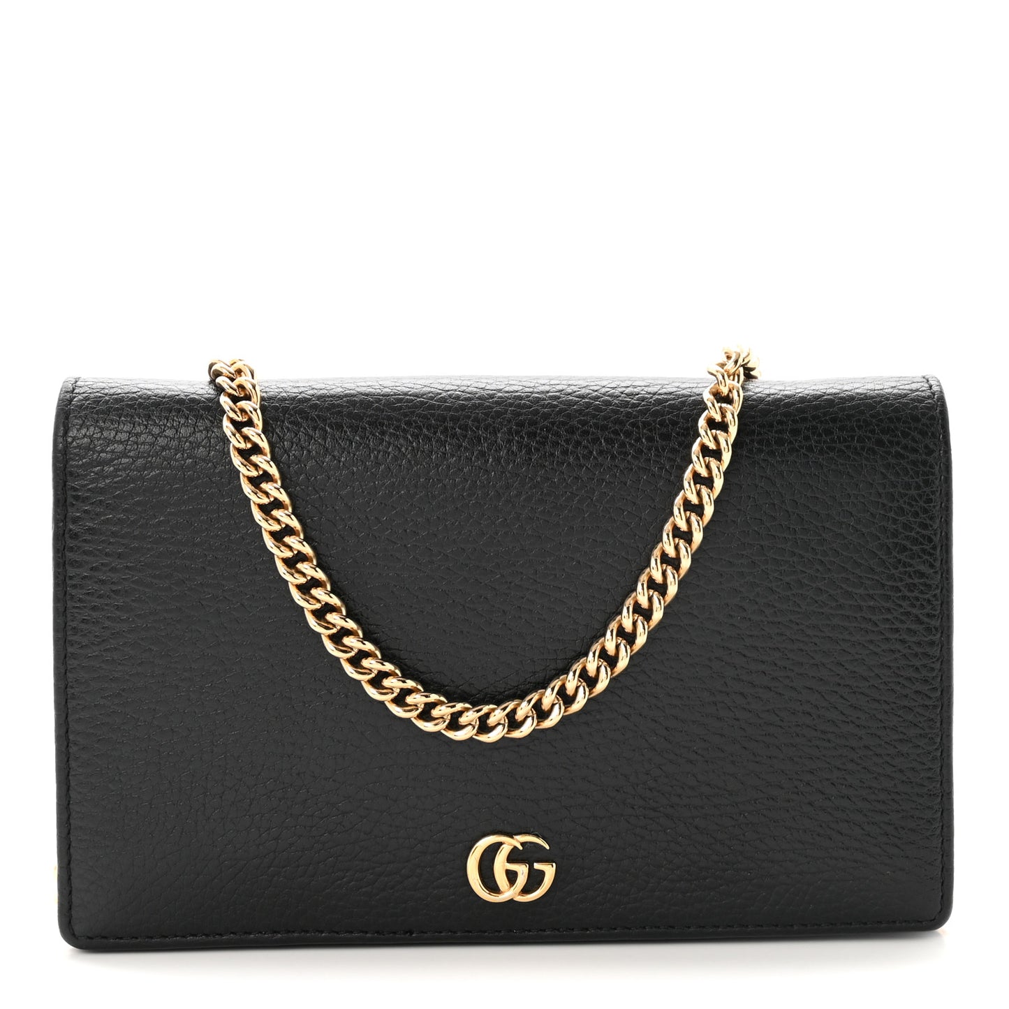 Calfskin Mini GG Marmont Chain Wallet Black
