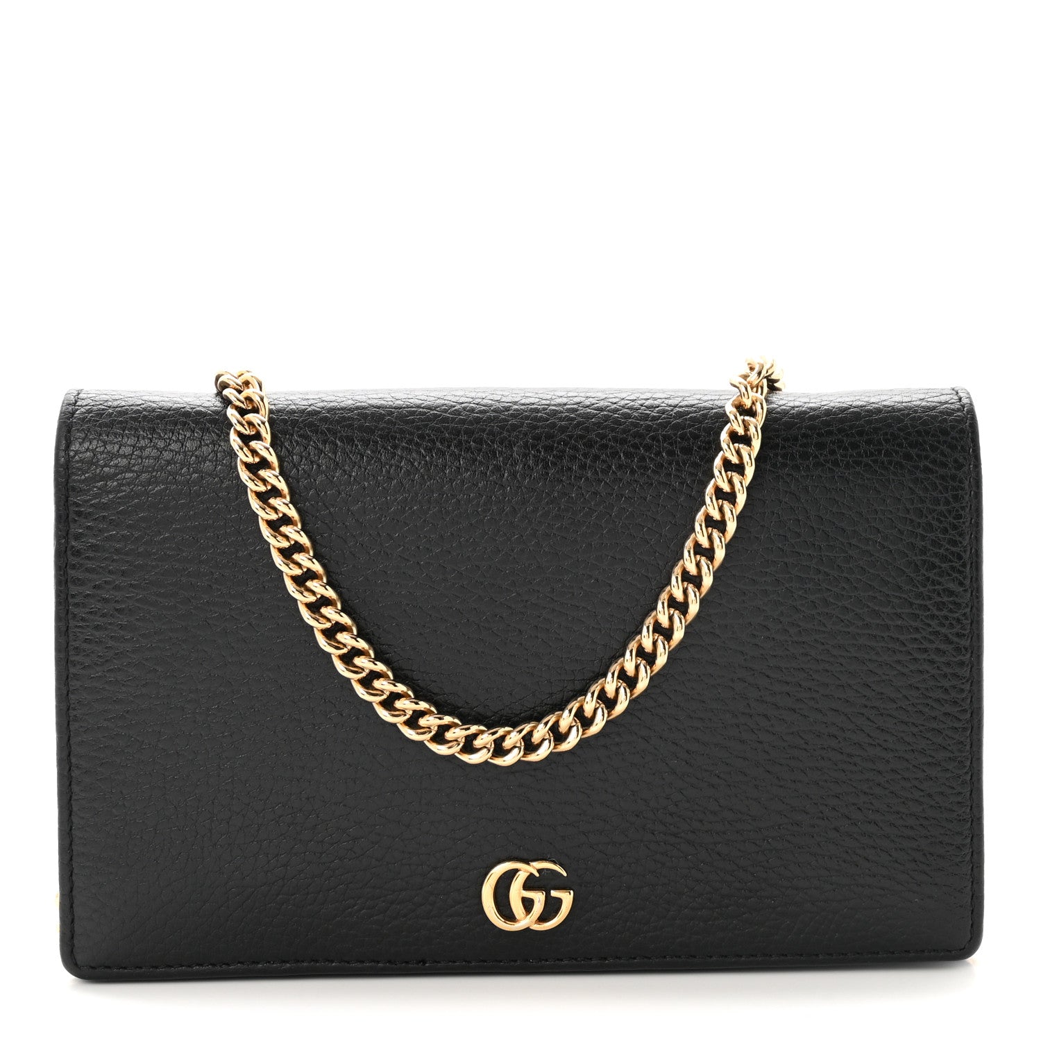 Gucci Calfskin Mini GG Marmont Chain Wallet Black 1 of 10