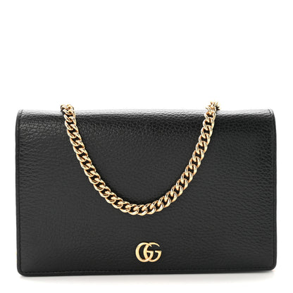 Gucci Calfskin Mini GG Marmont Chain Wallet Black 1 of 10