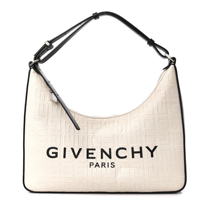 Givenchy Coated Canvas Logo 4G Embossed Small Moon Cut Out Shoulder Bag Ivory 1 of 12