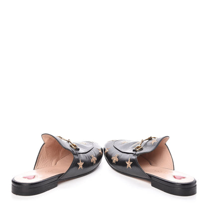 Gucci Goatskin Bee Star Embroidered Womens Princetown Slippers 36.5 Black 6 of 15