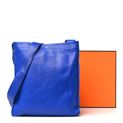 Hermes Lambskin Clou De Selle Pouch Bleu Electrique 11 of 11
