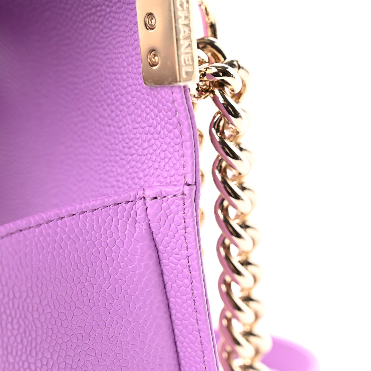 Caviar Quilted Medium Boy Flap Purple