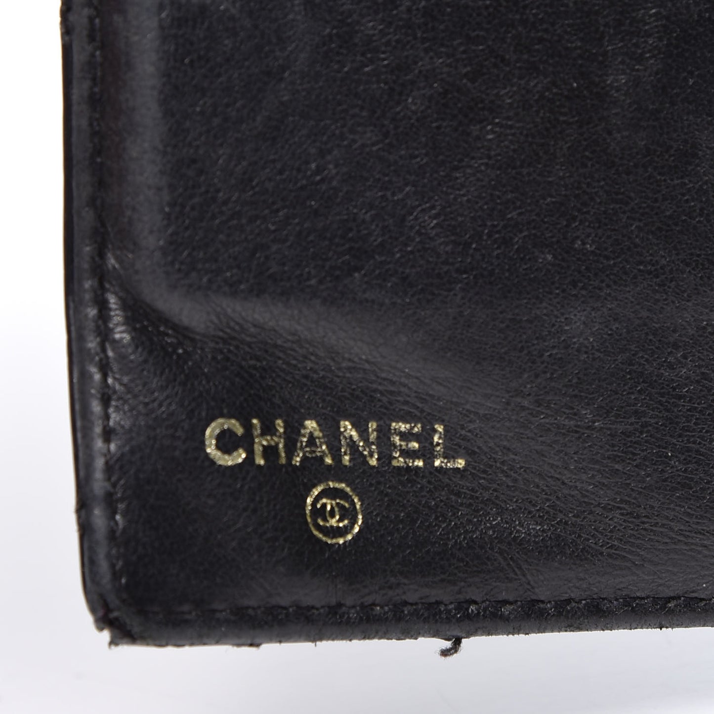 Glazed Calfskin Diamond Stitched French Wallet Black