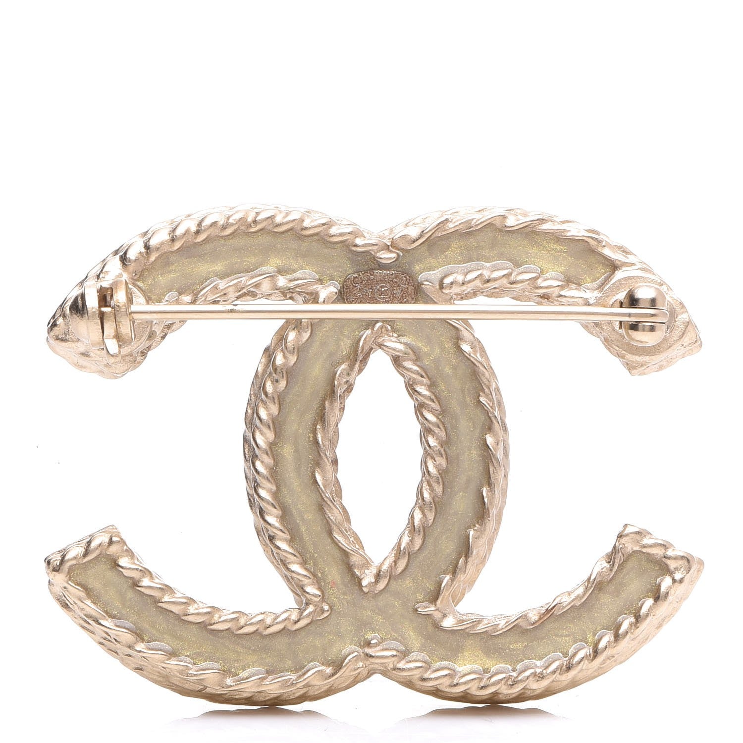 Chanel Crystal CC Brooch Light Gold 3 of 10
