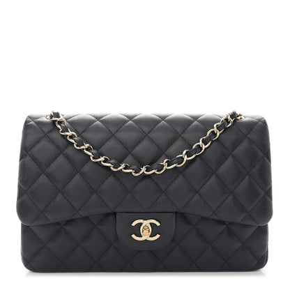 Chanel Caviar Quilted Jumbo Double Flap Navy Blue 1 of 12