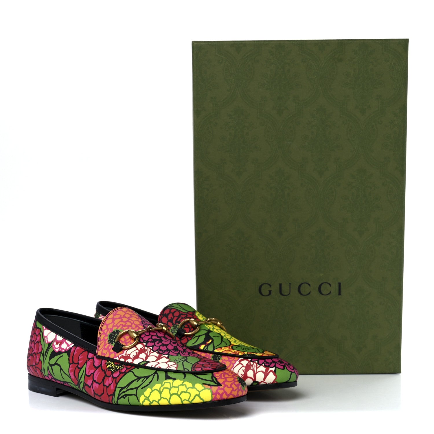 Gucci X KEN SCOTT Canvas Infinity Pomponica Womens Jordaan Loafers 35.5 Pink Green Black 9 of 9