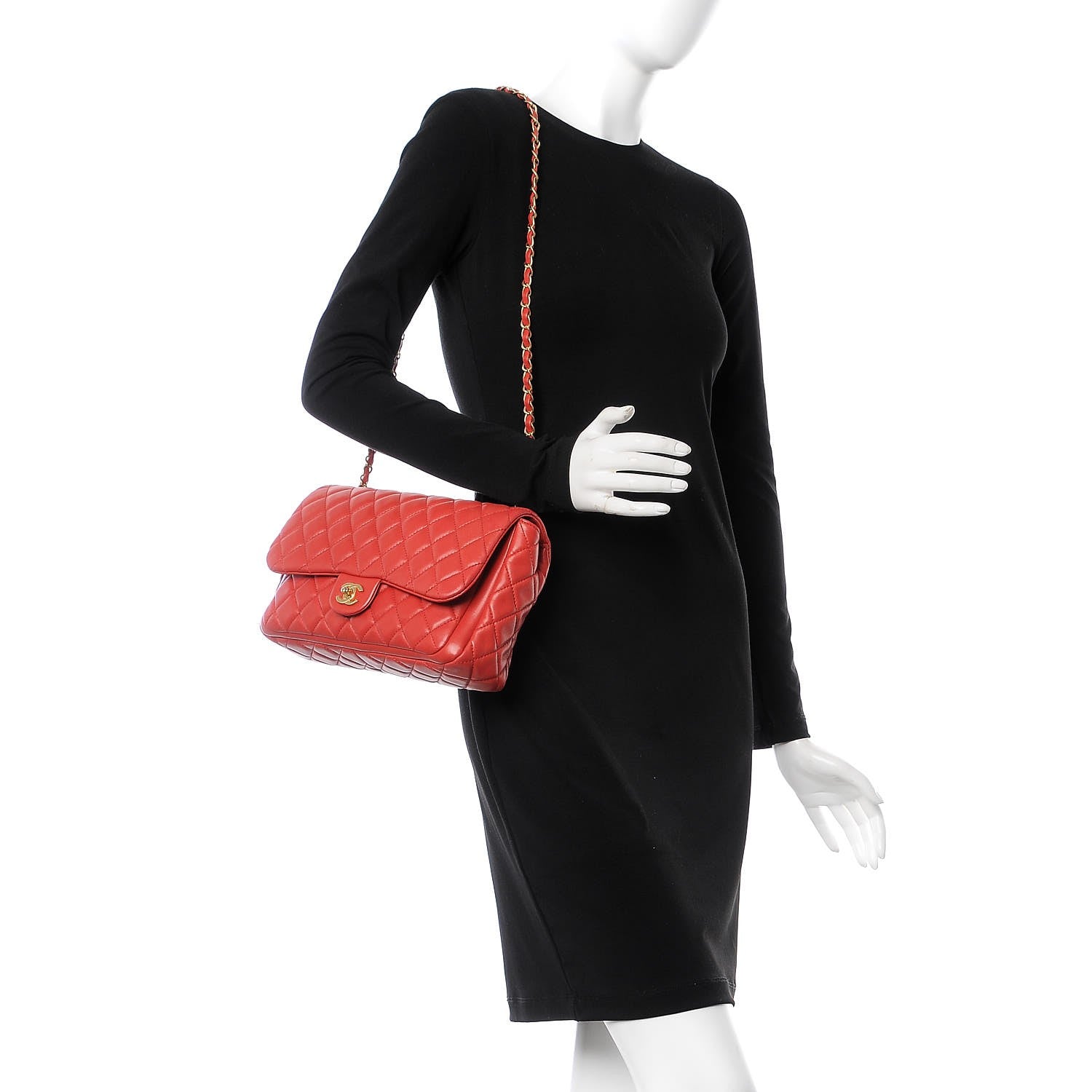 Chanel Lambskin Quilted Large Now and Forever Flap Red 3 of 13