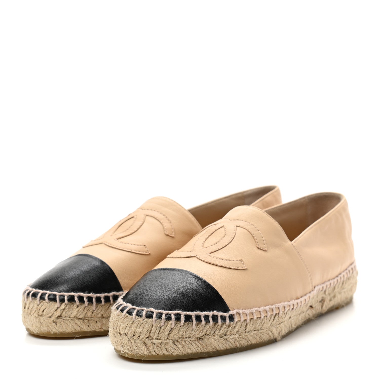 Chanel Lambskin CC Espadrilles 39 Beige Black 3 of 9