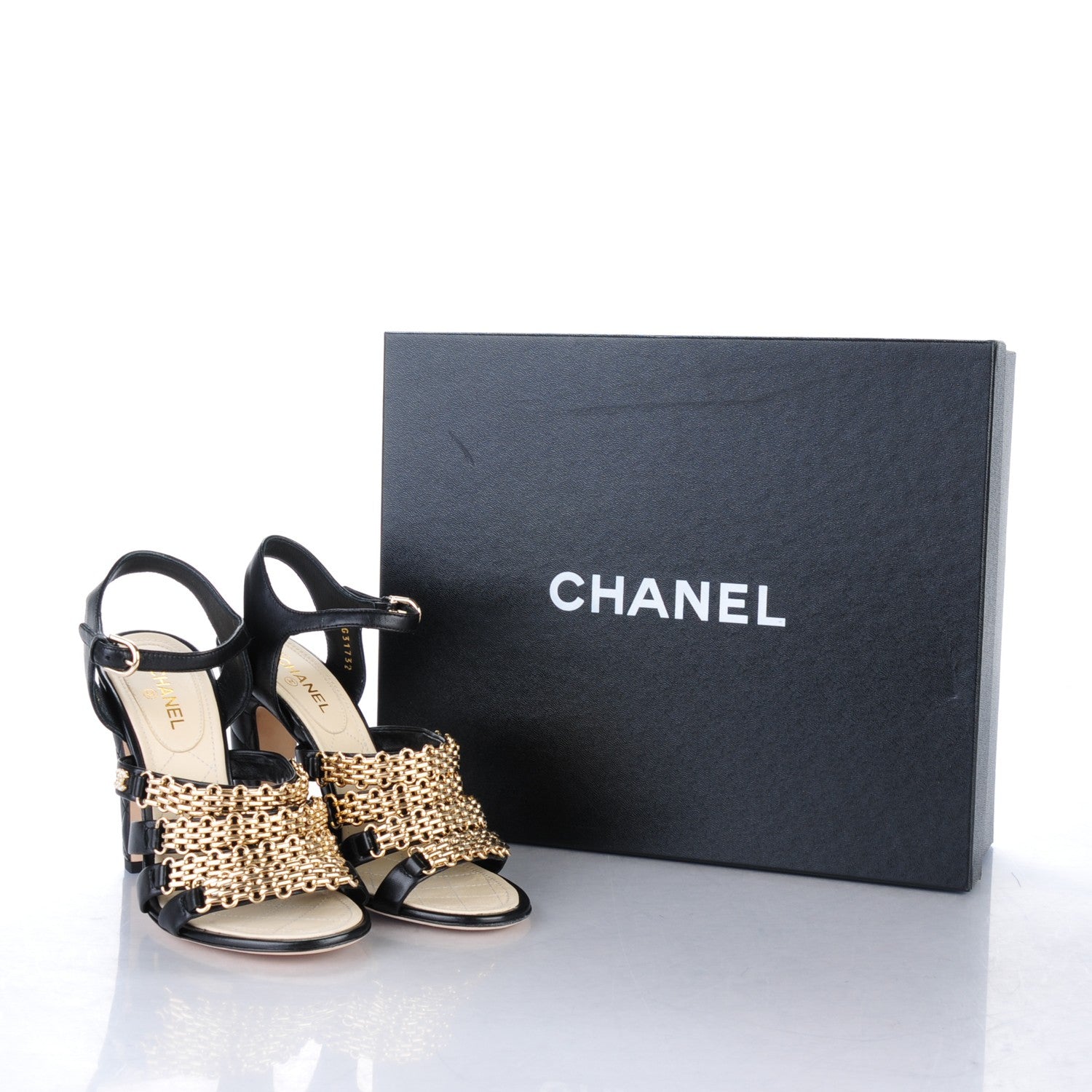 Chanel Lambskin Reissue Chain Sandals 36.5 Black Gold 9 of 9