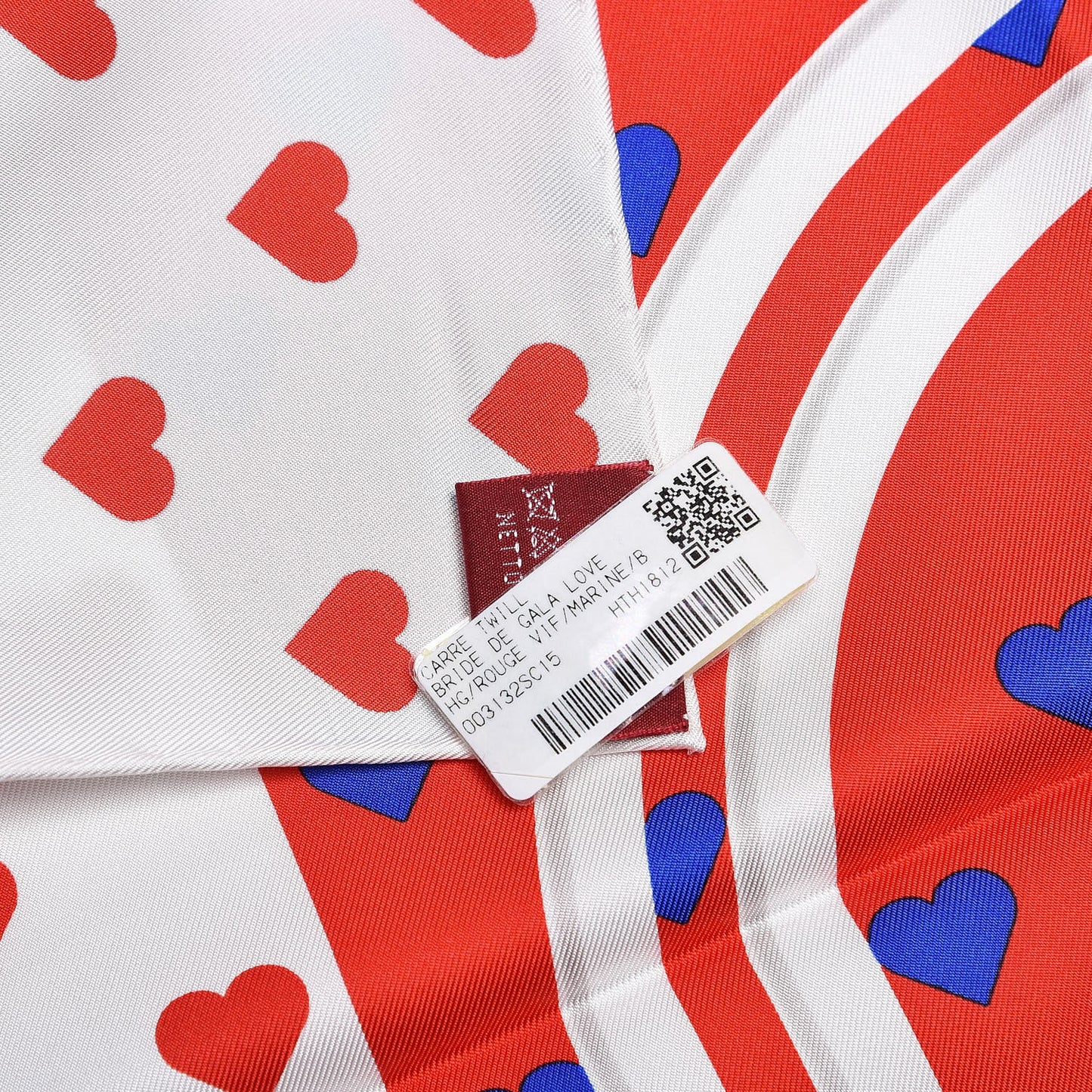 Silk Brides De Gala Love Scarf 90 Rouge Vif Marine White