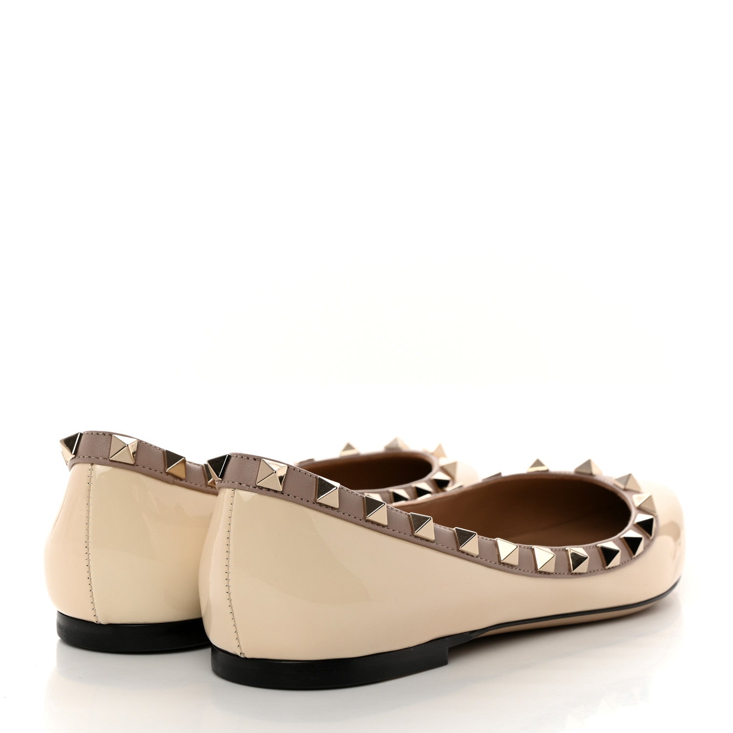 Valentino Garavani Patent Rockstud Ballerina Flats 37 Light Ivory Poudre 4 of 9