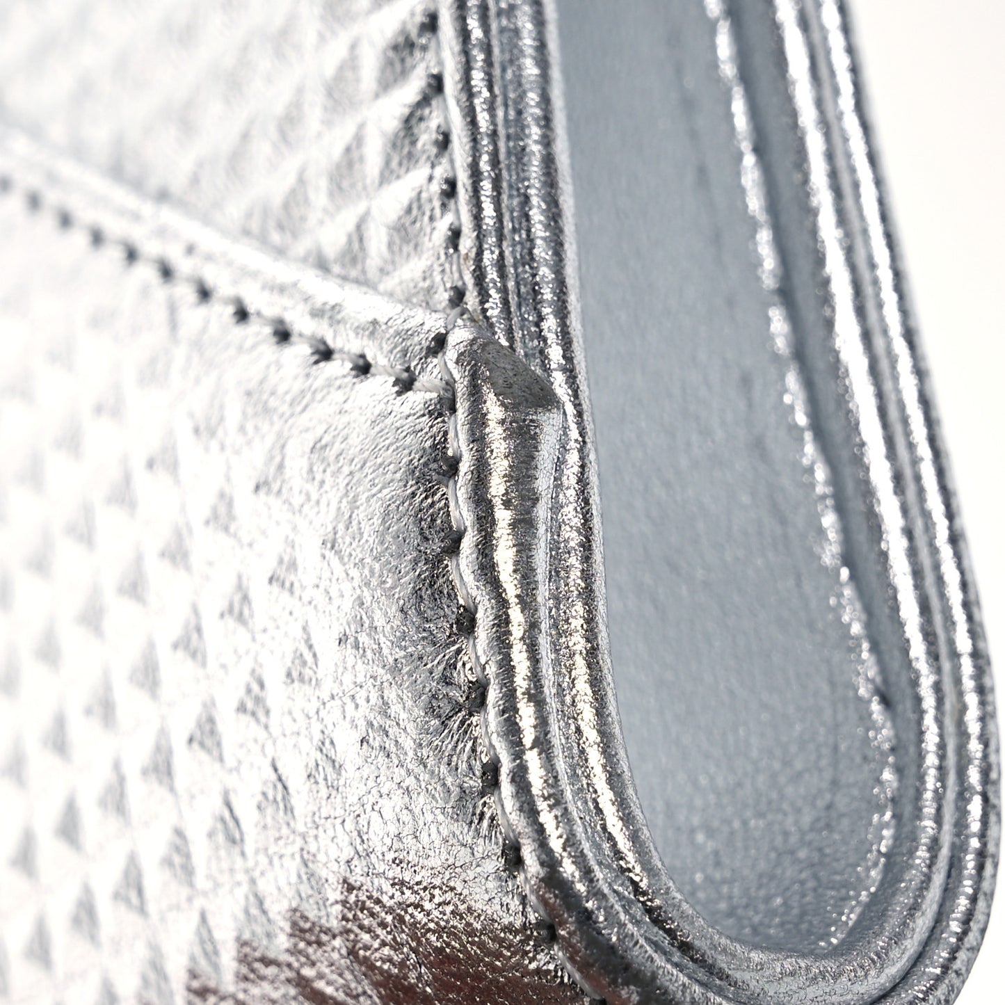 Metallic Lambskin Embossed Envelope Clutch Silver