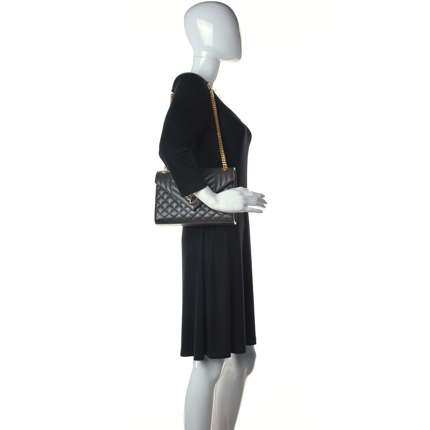 Saint Laurent Grain De Poudre Textured Mixed Matelasse Triquilt Medium Monogram Satchel Black 2 of 8