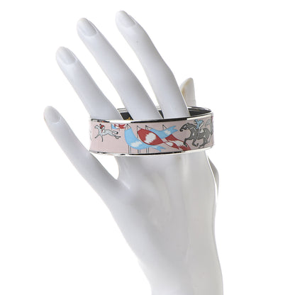 Hermes Enamel Printed Horse Racing Wide Bracelet 70 2 of 6