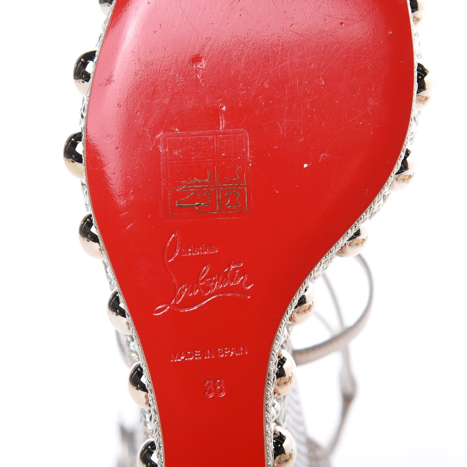 Christian Louboutin Lurex Chocazeppa 120 Platform Wedge Sandals 38 Colombe 6 of 10