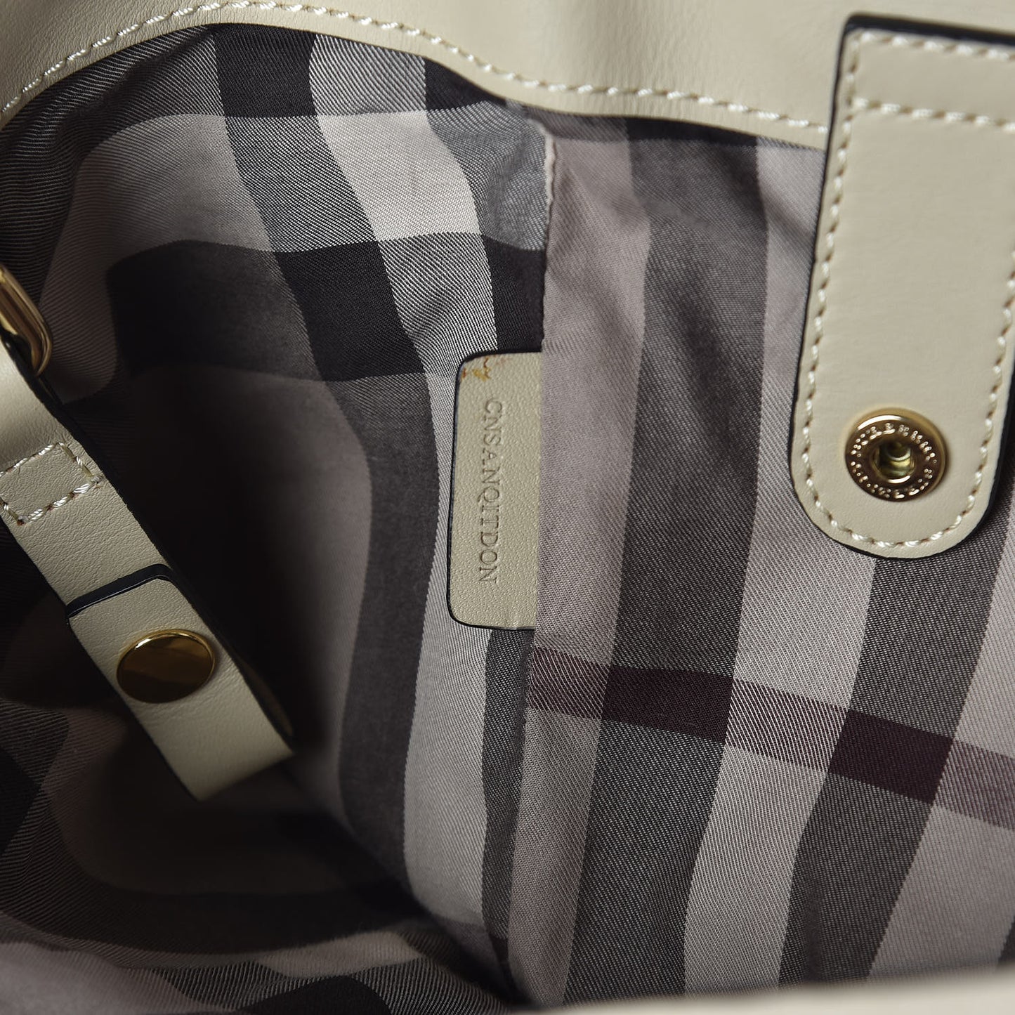 Grainy Calfskin Small Canterbury Tote Beige