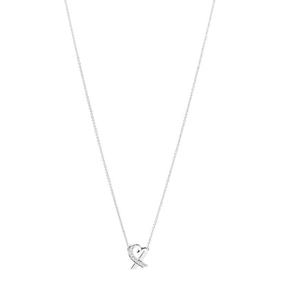 Tiffany 18K White Gold Diamond Small Paloma Picasso Loving Heart Necklace 1 of 8