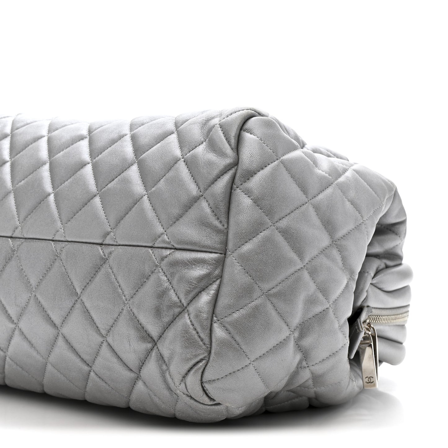 Metallic Lambskin Quilted Coco Cocoon Bowler Silver