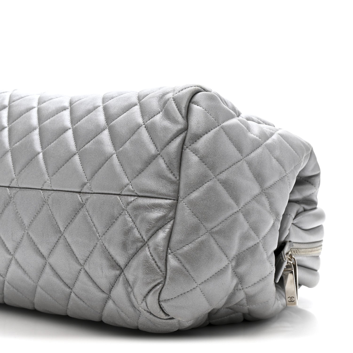 Chanel Metallic Lambskin Quilted Coco Cocoon Bowler Silver 10 of 14
