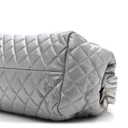 Chanel Metallic Lambskin Quilted Coco Cocoon Bowler Silver 10 of 14