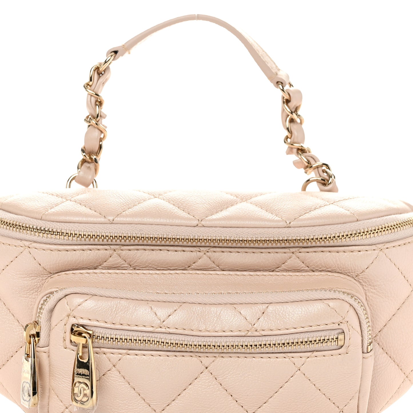 Iridescent Calfskin Quilted All About Waist Belt Bag Beige
