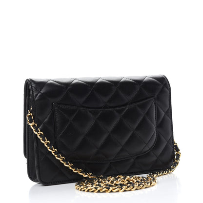 Chanel Lambskin Quilted Wallet On Chain WOC Black 3 of 13