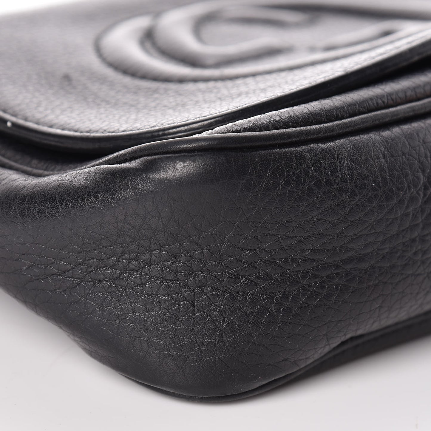 Pebbled Calfskin Small Soho Flap Crossbody Black