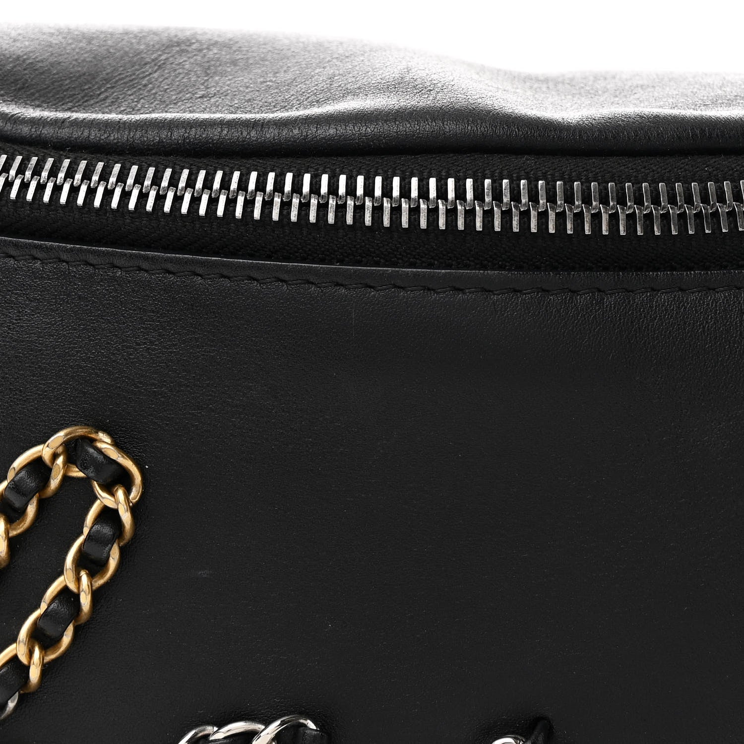 Chanel Calfskin Chain 20s Signe Waist Bag Black 8 of 10